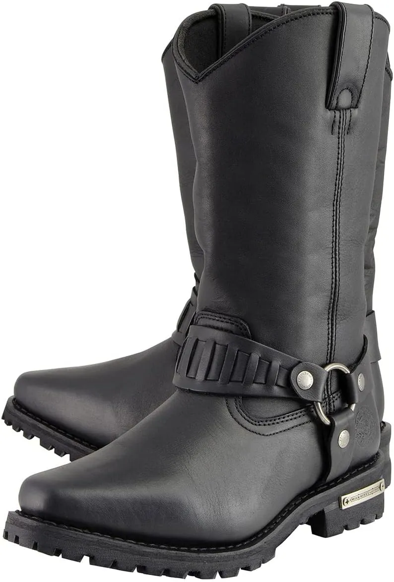 Milwaukee Leather Men’s Classic Harness Black Leather 11-Inch Western Style Motorcycle Boots MBM9015
