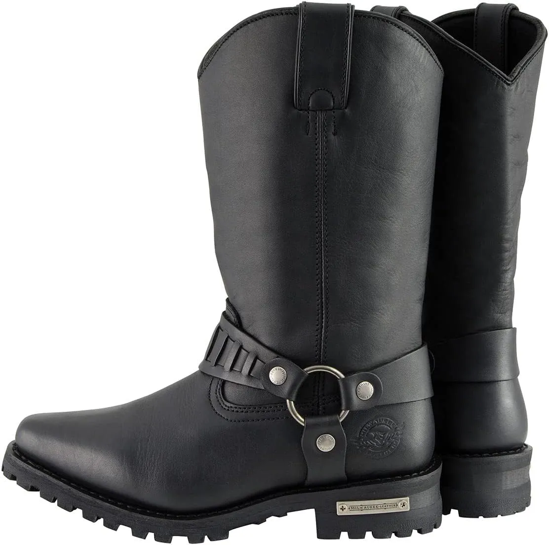 Milwaukee Leather Men’s Classic Harness Black Leather 11-Inch Western Style Motorcycle Boots MBM9015