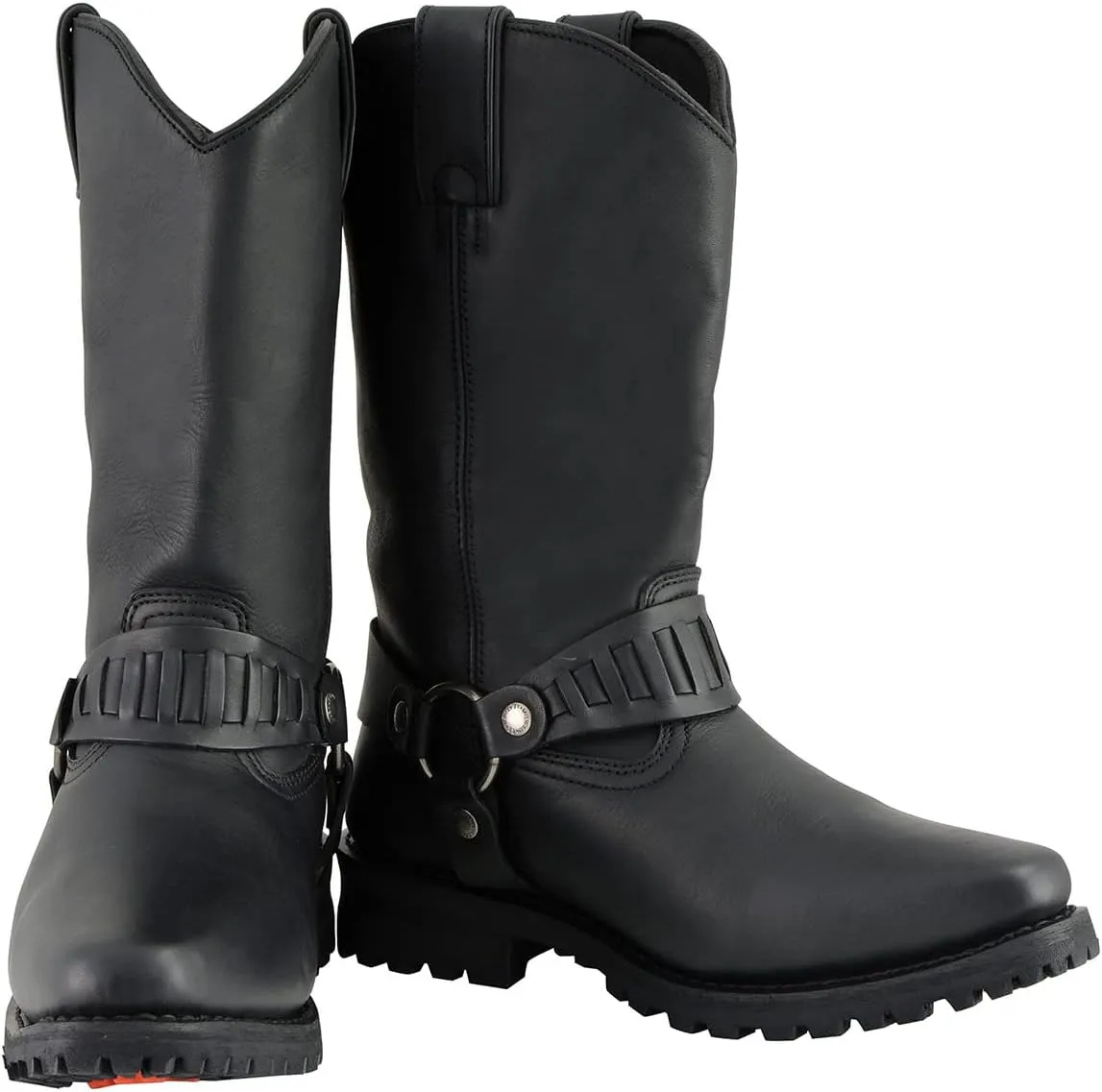 Milwaukee Leather Men’s Classic Harness Black Leather 11-Inch Western Style Motorcycle Boots MBM9015