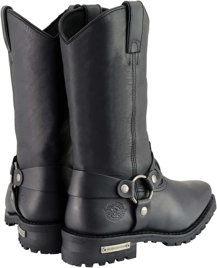 Milwaukee Leather Men’s Classic Harness Black Leather 11-Inch Western Style Motorcycle Boots MBM9015