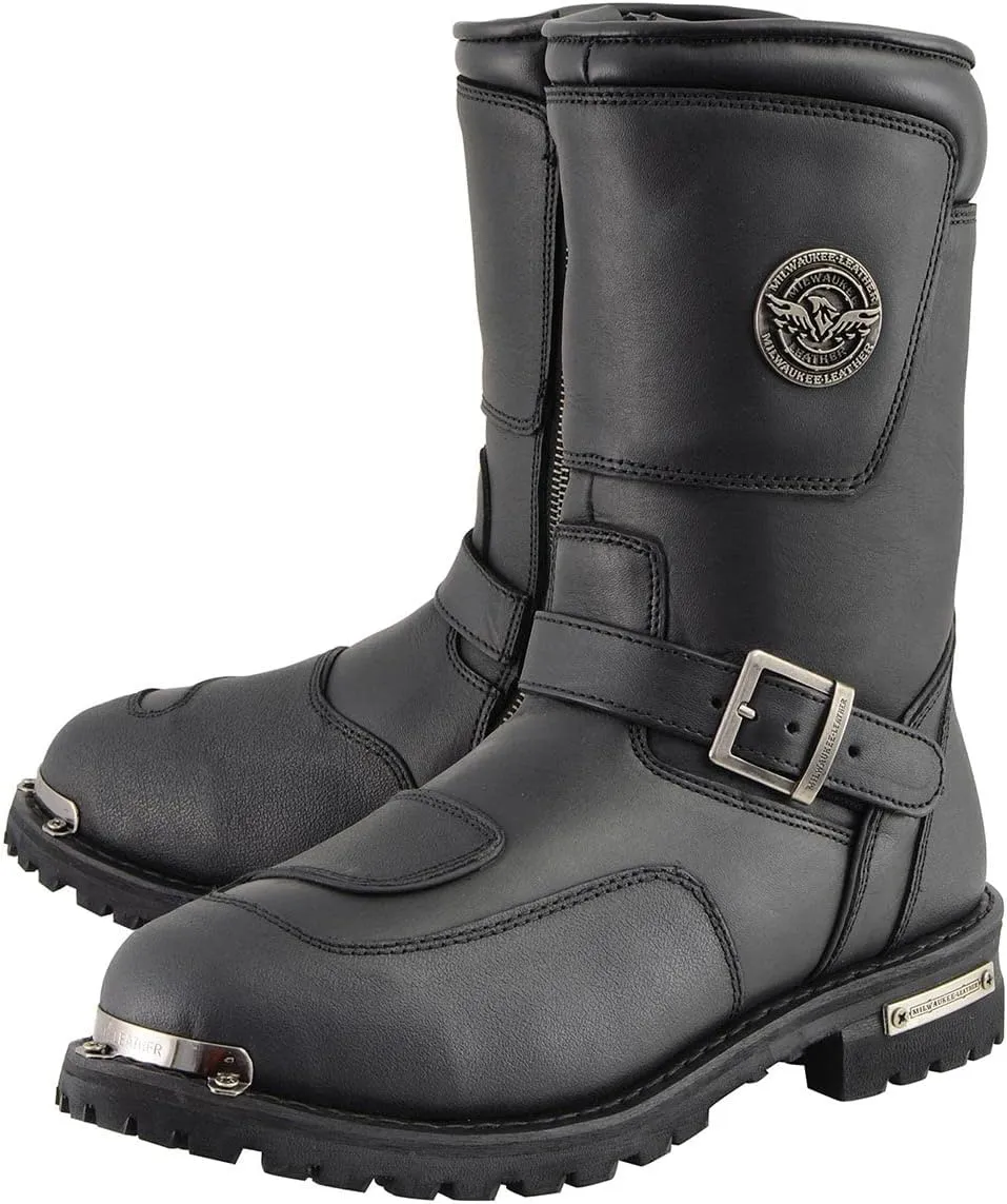 Milwaukee Leather Men’s Premium Leather Classic Engineer Motorcycle Riding Boots Collection - 12