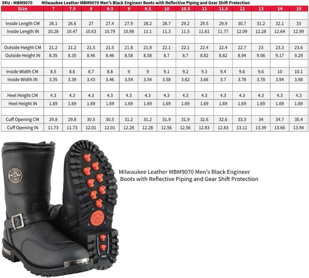 Milwaukee Leather Men’s Premium Leather Classic Engineer Motorcycle Riding Boots Collection - 12