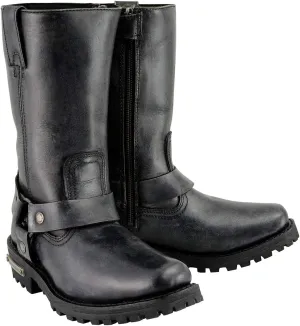 Milwaukee Leather Women's 11-Inch Distressed Grey Classic Harness Square Toe Leather Boots MBL9362-9.5