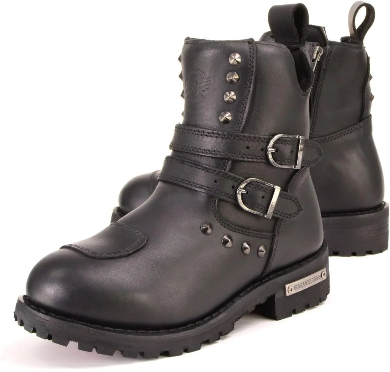 Milwaukee Leather Women's Premium Black Leather Double Strap Motorcycle Riding Boots MBL9307-10