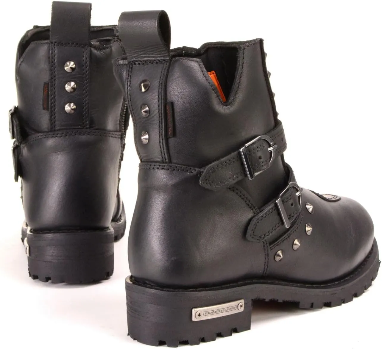 Milwaukee Leather Women's Premium Black Leather Double Strap Motorcycle Riding Boots MBL9307-10