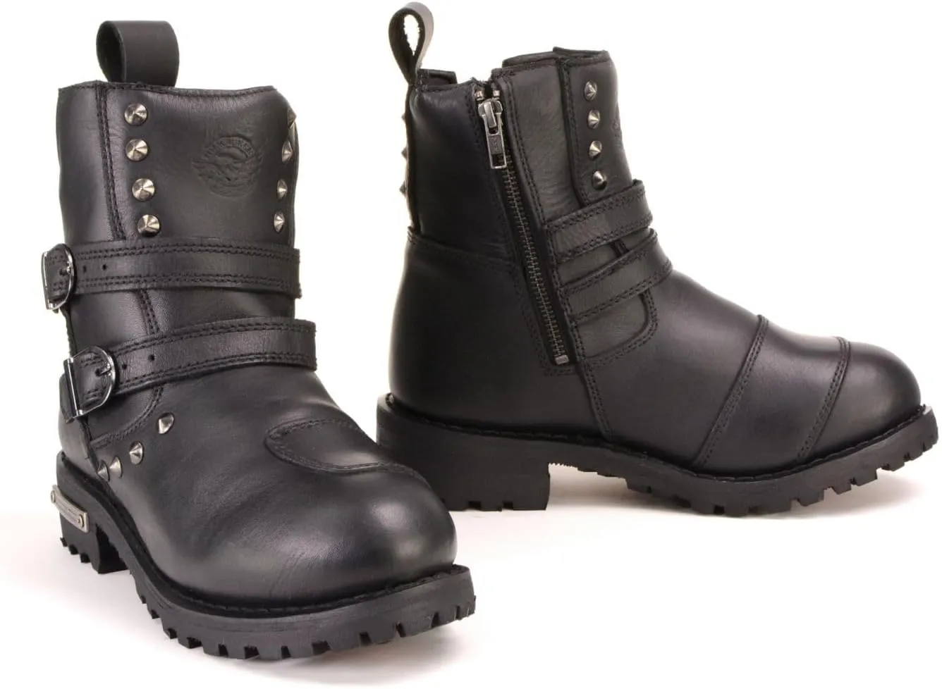 Milwaukee Leather Women's Premium Black Leather Double Strap Motorcycle Riding Boots MBL9307-10
