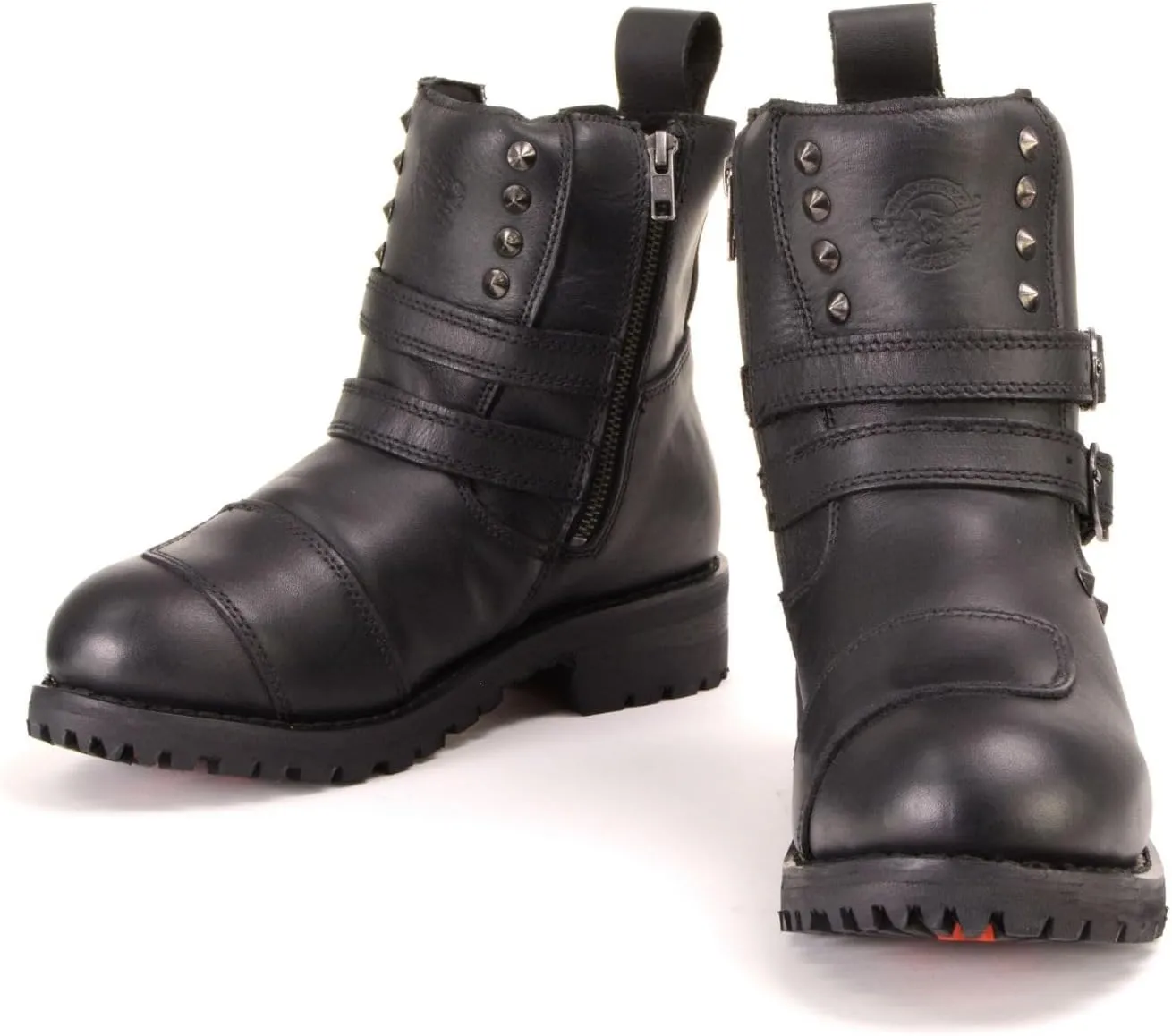 Milwaukee Leather Women's Premium Black Leather Double Strap Motorcycle Riding Boots MBL9307-10