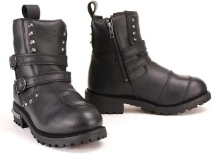Milwaukee Leather Women's Premium Black Leather Double Strap Motorcycle Riding Boots MBL9307-10