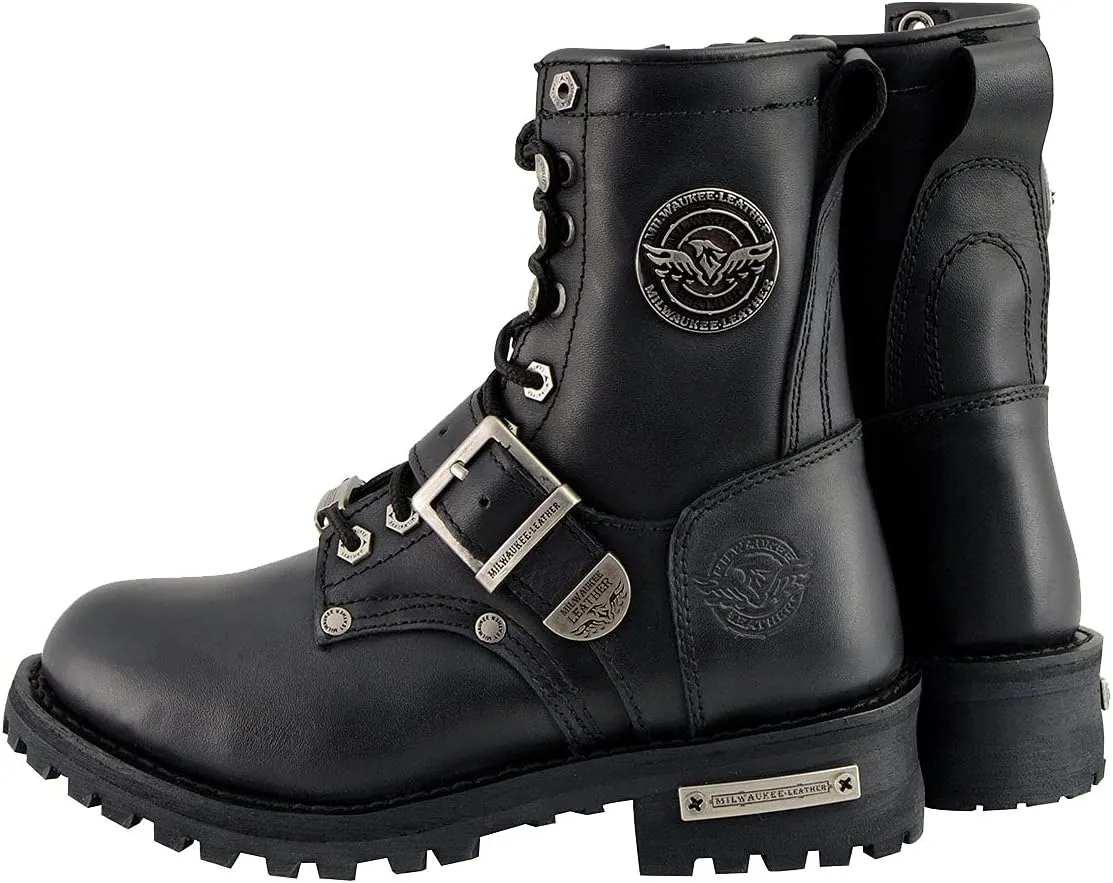 Milwaukee Leather Women's Premium Leather Lace-Up Motorcycle Rider Boots Collection MBL - 6