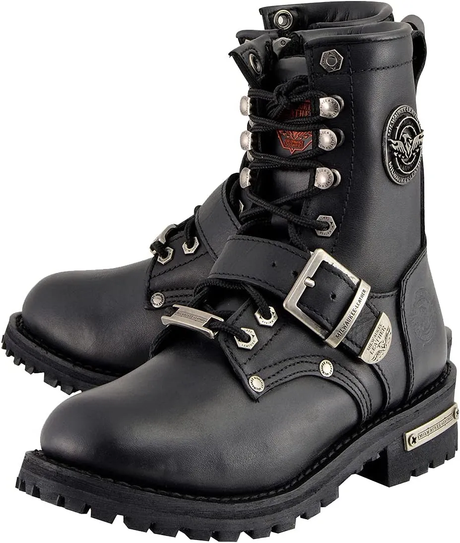 Milwaukee Leather Women's Premium Leather Lace-Up Motorcycle Rider Boots Collection MBL - 6