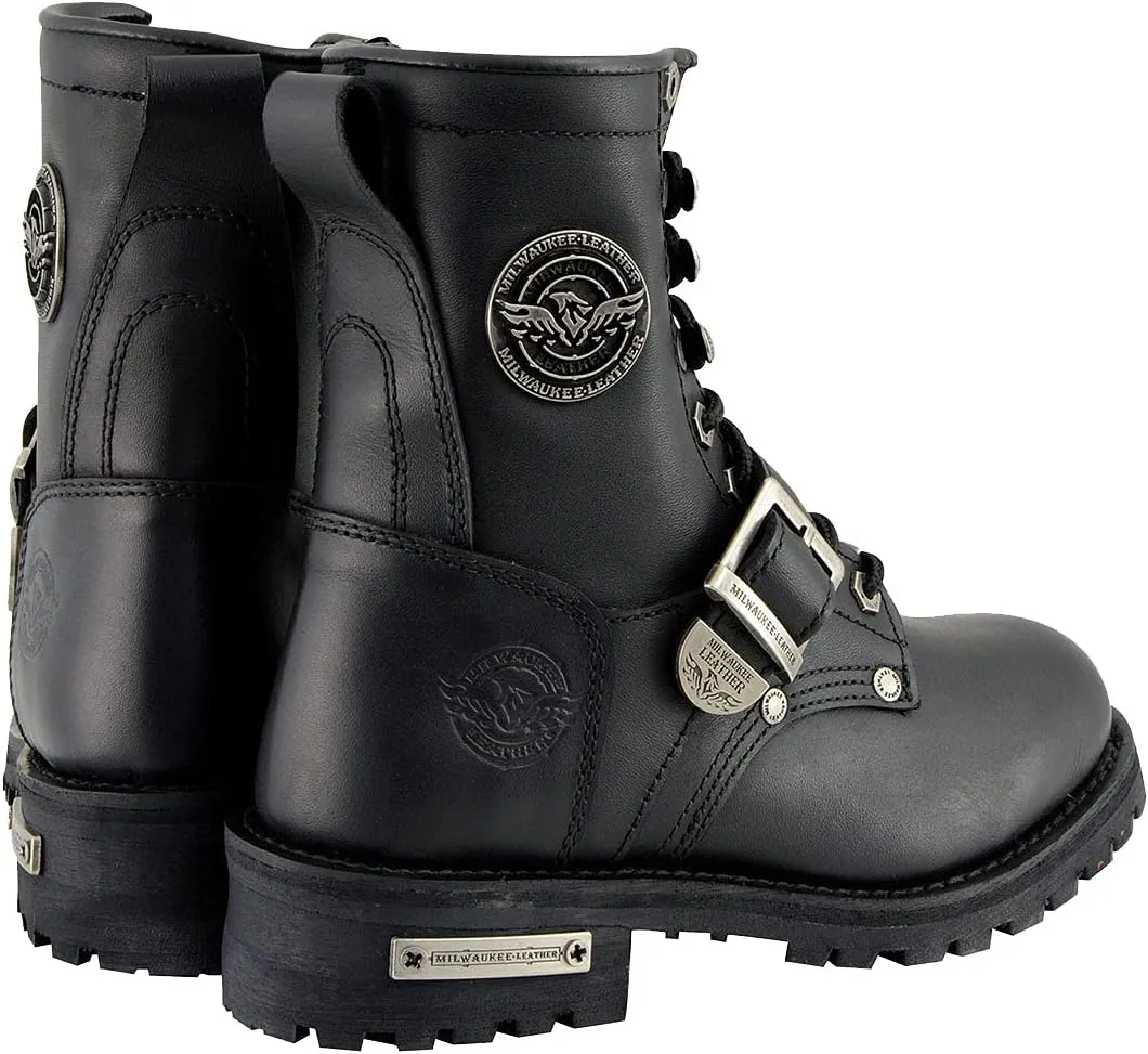 Milwaukee Leather Women's Premium Leather Lace-Up Motorcycle Rider Boots Collection MBL - 6