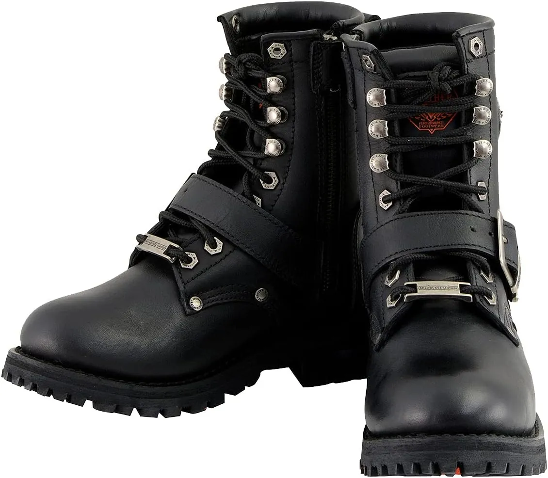Milwaukee Leather Women's Premium Leather Lace-Up Motorcycle Rider Boots Collection MBL - 6