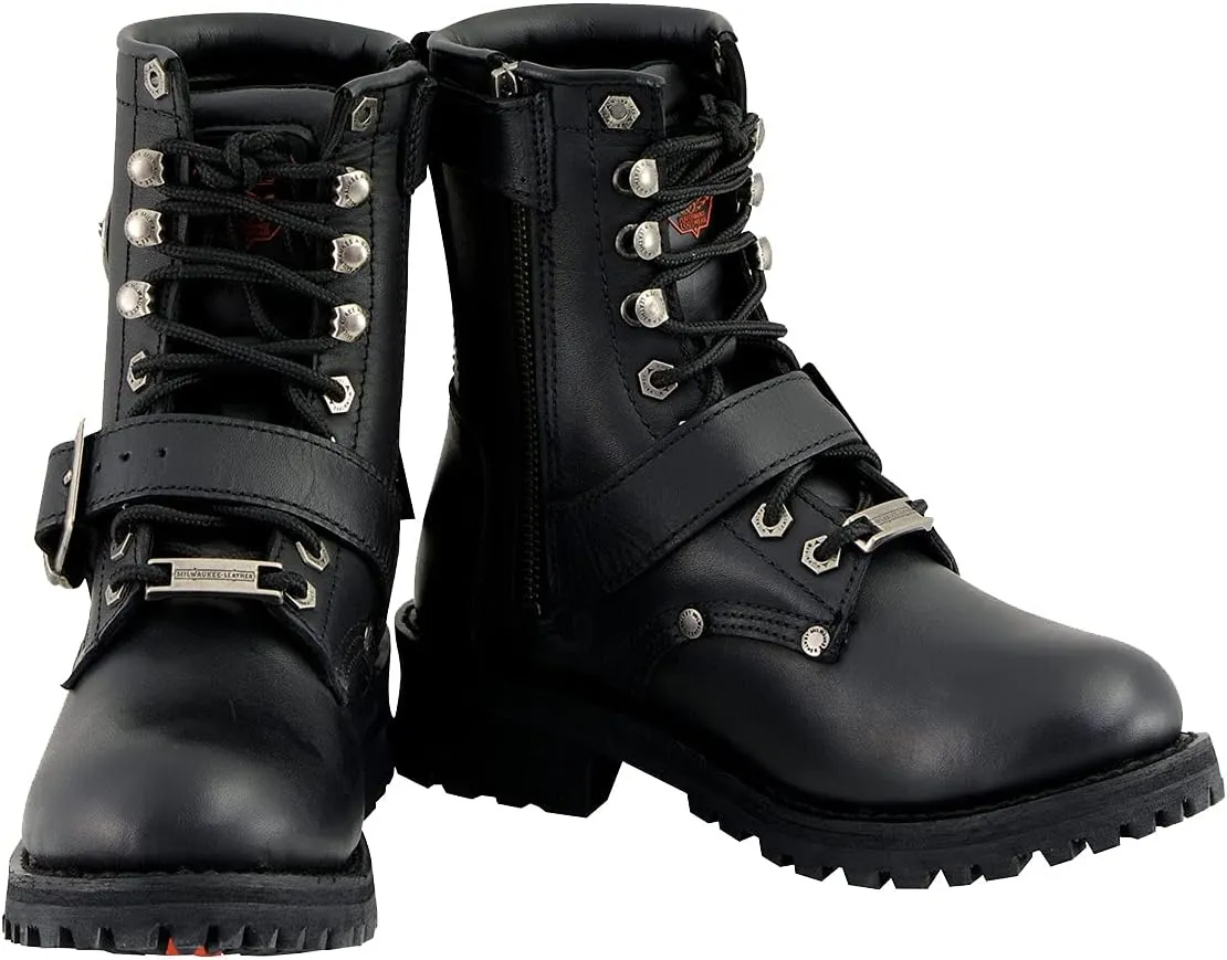 Milwaukee Leather Women's Premium Leather Lace-Up Motorcycle Rider Boots Collection MBL - 6