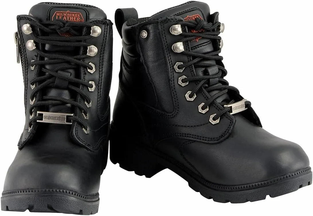 Milwaukee Leather Women's Premium Leather Lace-Up Motorcycle Rider Boots Collection MBL - 9
