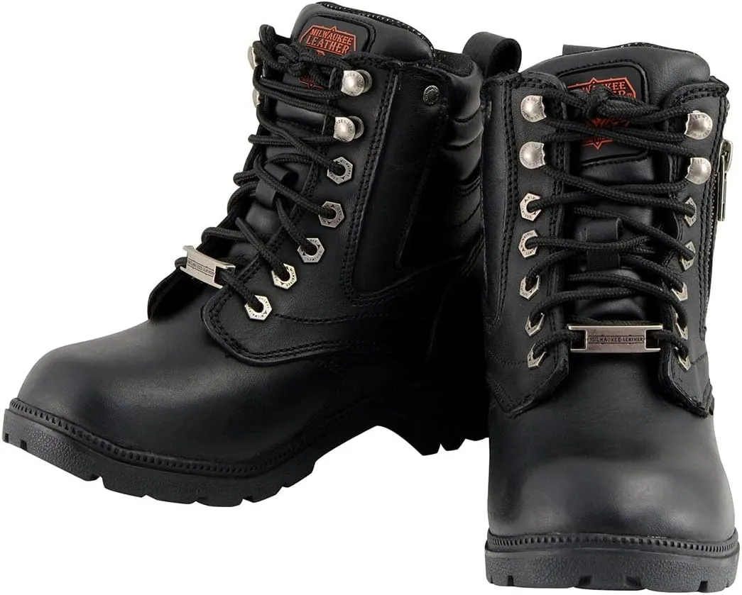 Milwaukee Leather Women's Premium Leather Lace-Up Motorcycle Rider Boots Collection MBL - 9