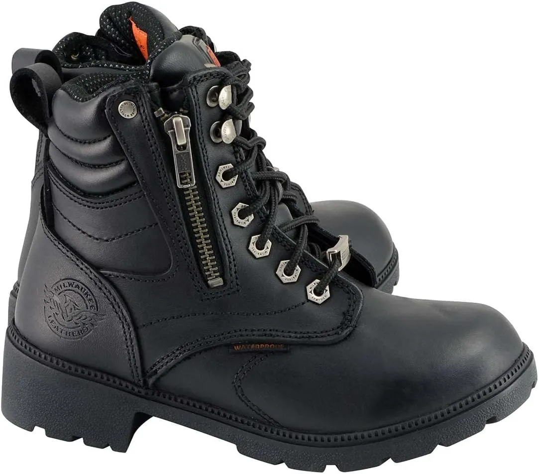 Milwaukee Leather Women's Premium Leather Lace-Up Motorcycle Rider Boots Collection MBL - 9
