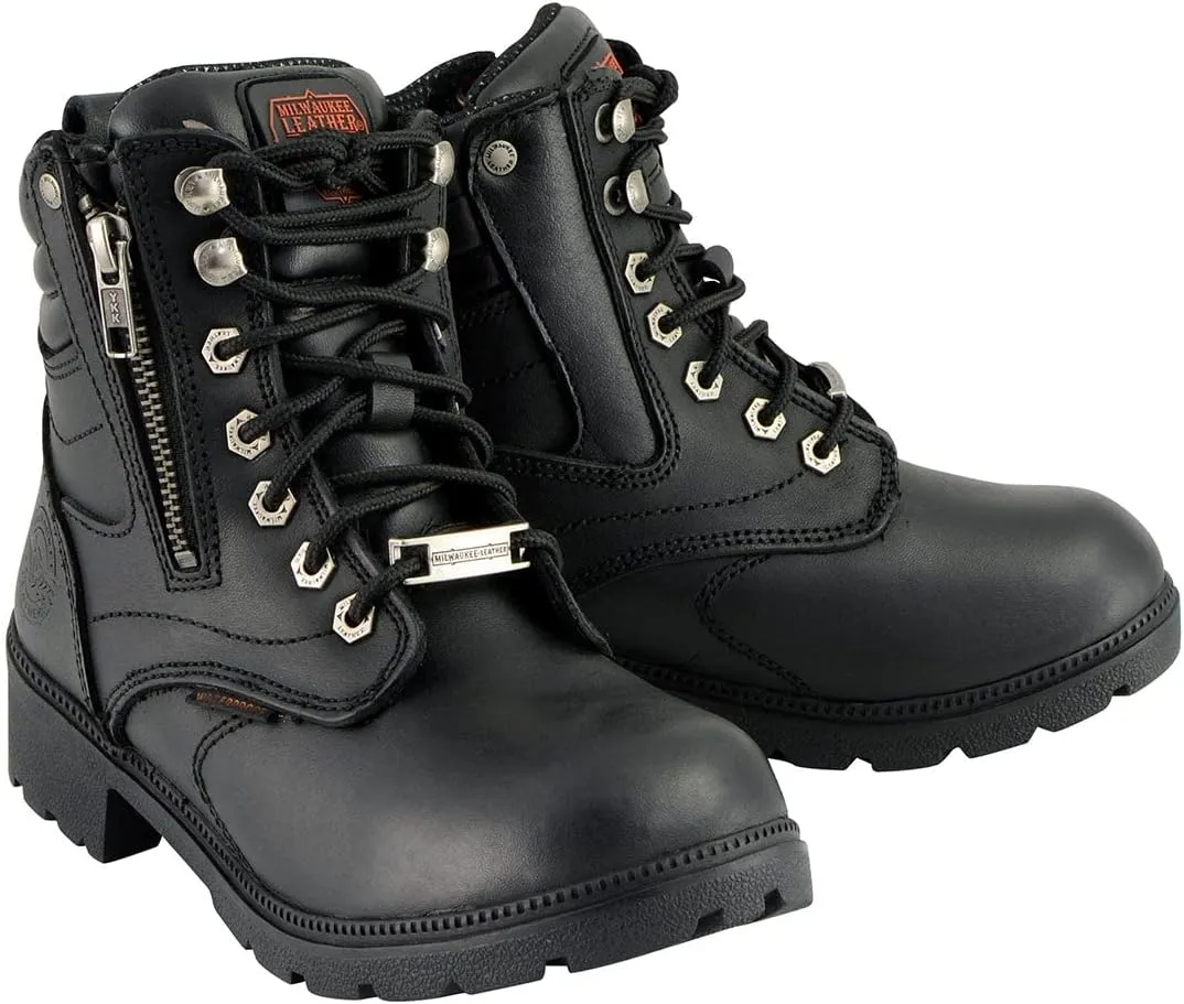 Milwaukee Leather Women's Premium Leather Lace-Up Motorcycle Rider Boots Collection MBL - 9