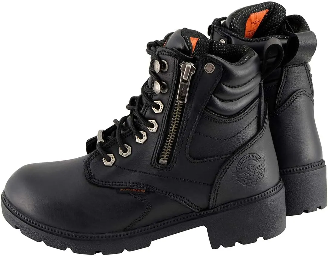 Milwaukee Leather Women's Premium Leather Lace-Up Motorcycle Rider Boots Collection MBL - 9