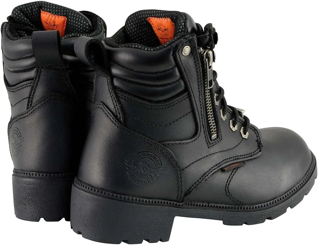 Milwaukee Leather Women's Premium Leather Lace-Up Motorcycle Rider Boots Collection MBL - 9