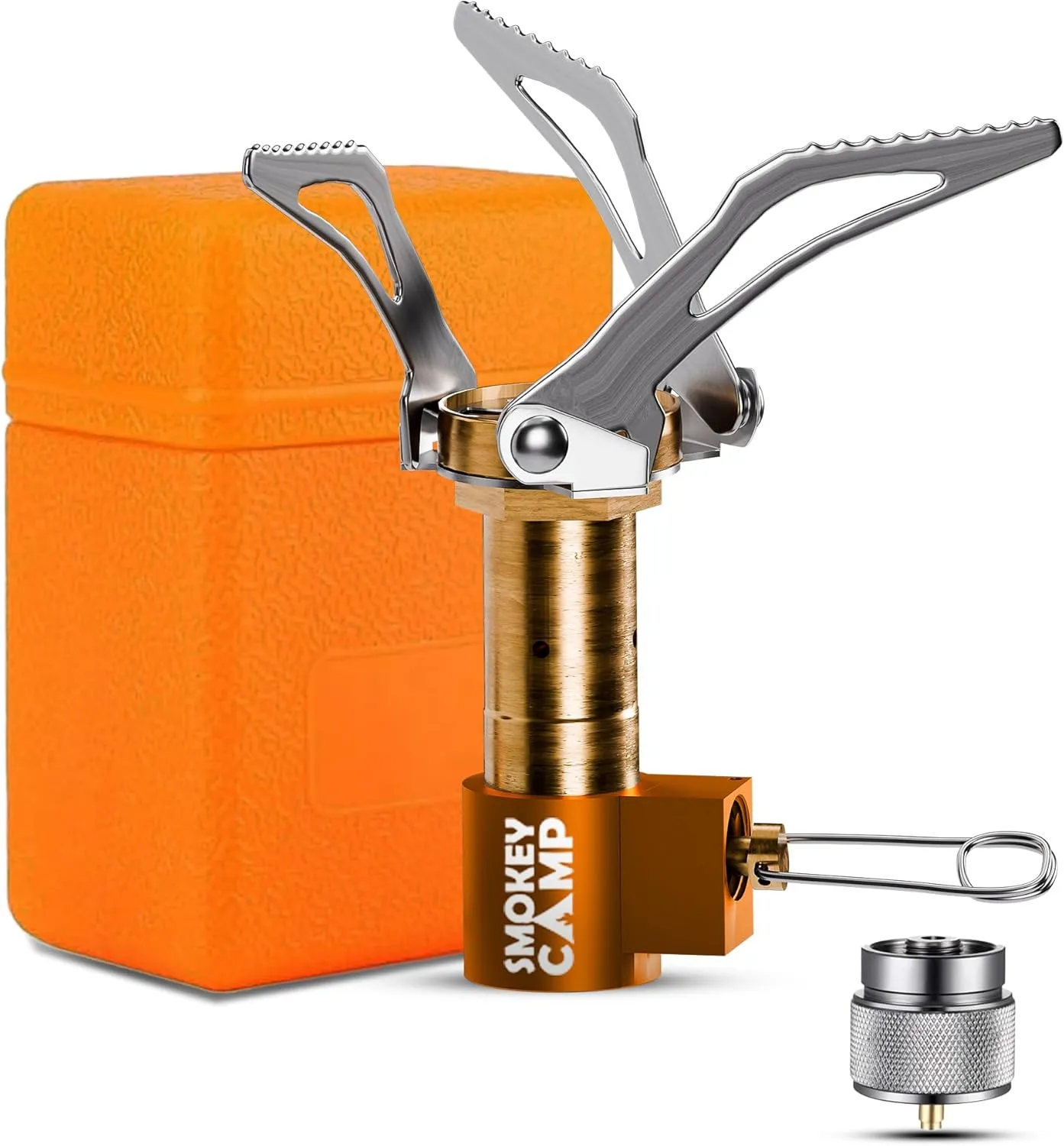 Mini 3000W Camping Stove, Ultralight Backpacking Camp Stove with a Carrying Case and an Additional Adapter, Compatable with Isobutane and Propane Tanks, Portable and Collapsible.