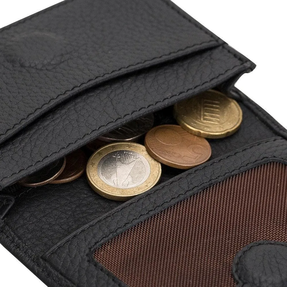 Minimalist Leather Flip Wallet with Coin & Card Slots