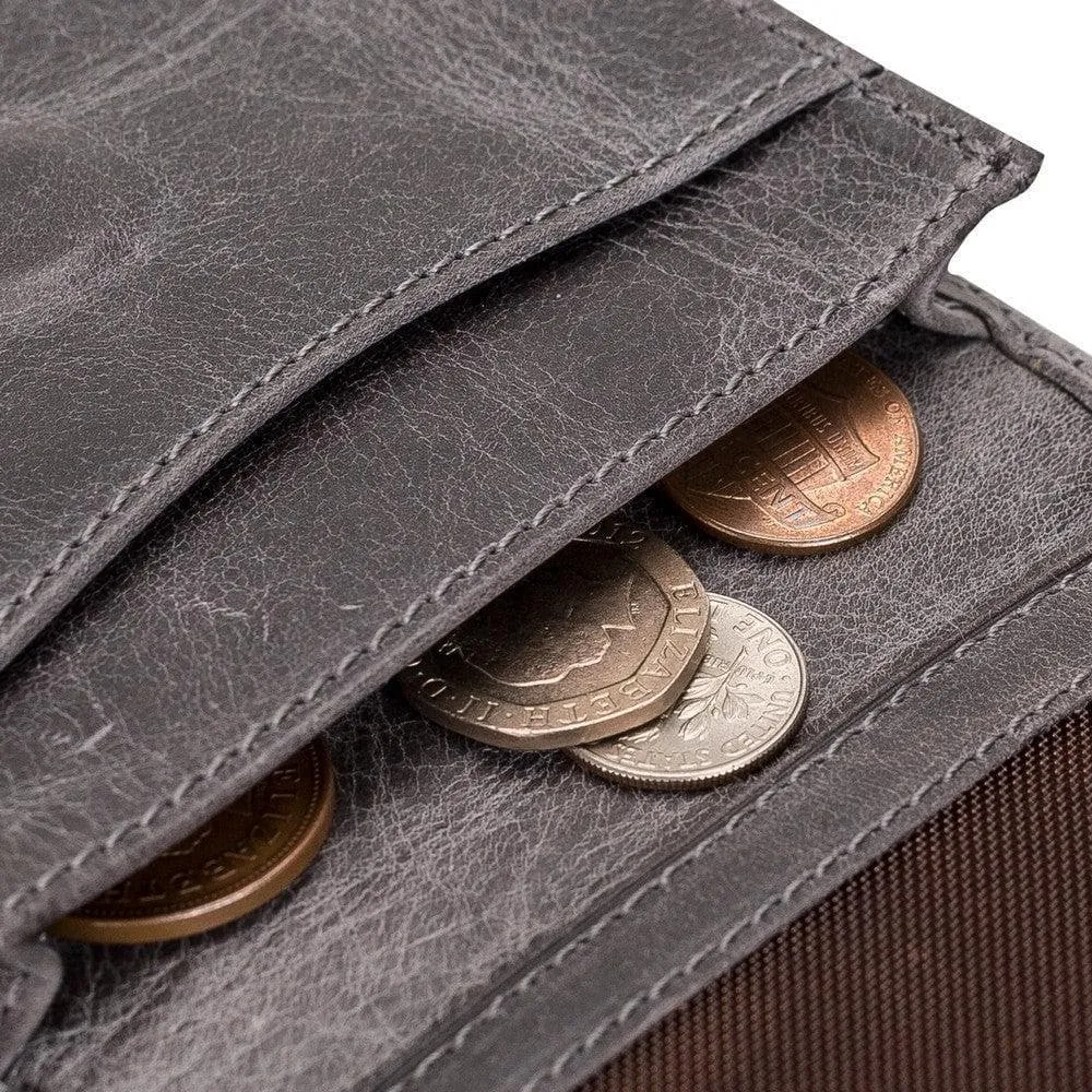 Minimalist Leather Flip Wallet with Coin & Card Slots