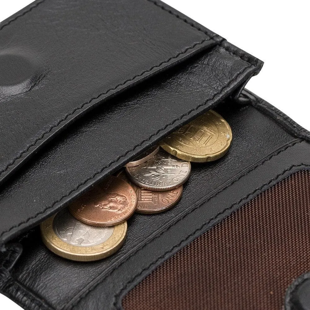 Minimalist Leather Flip Wallet with Coin & Card Slots