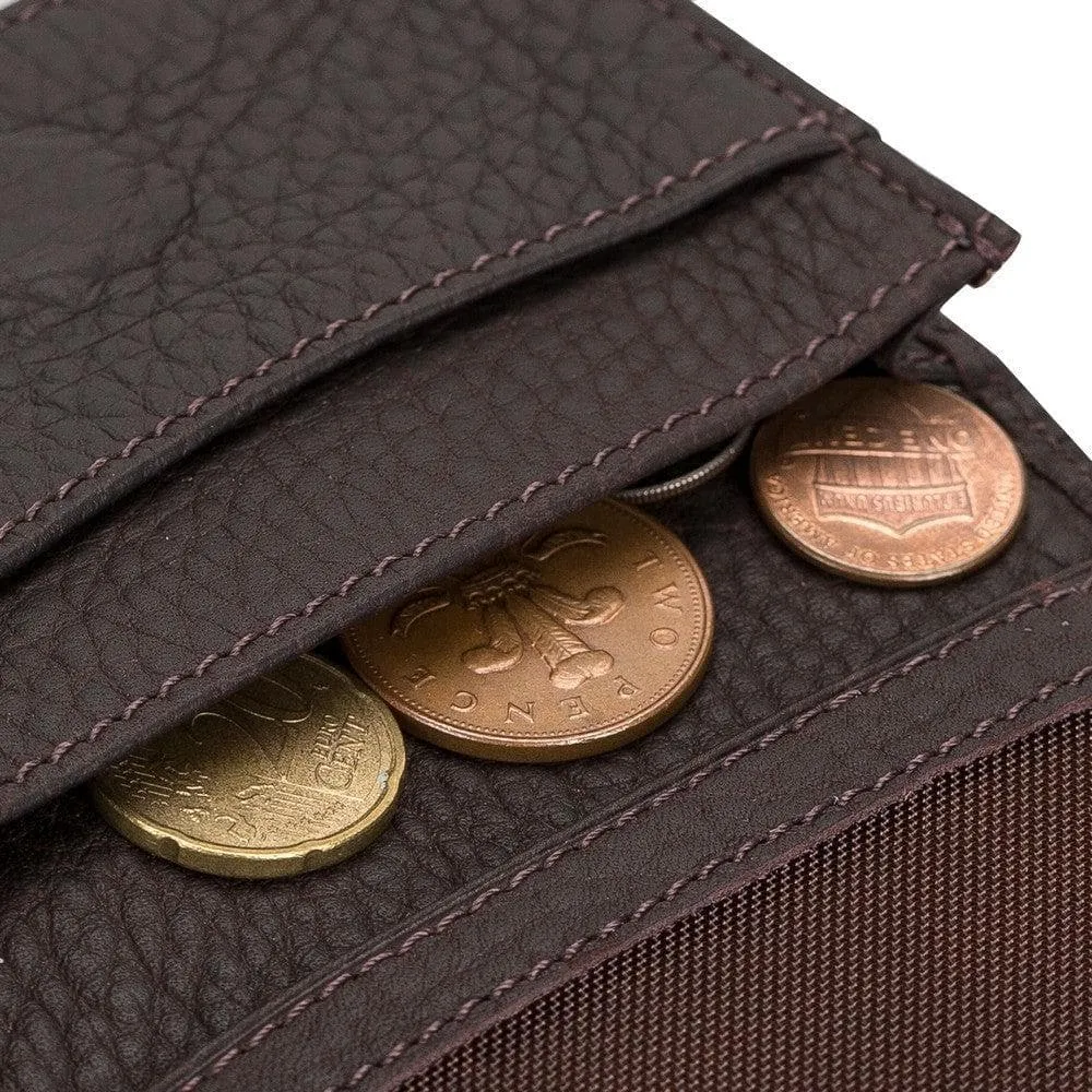 Minimalist Leather Flip Wallet with Coin & Card Slots