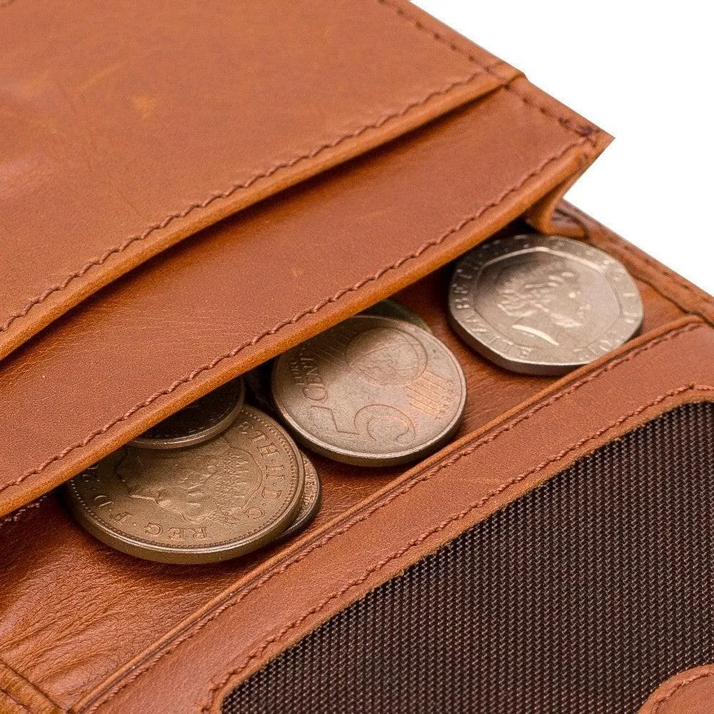 Minimalist Leather Flip Wallet with Coin & Card Slots