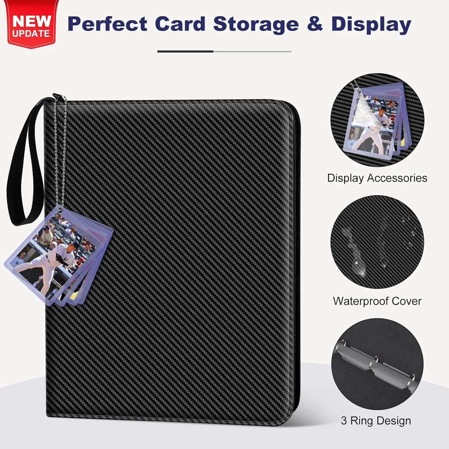 Mlikero Card Binder 9 Pocket, Trading Card Binder with Card Display Design, 720 Double Sided Pocket PU Collection Binder, Card Albums for MTG, TCG, and Sports Cards
