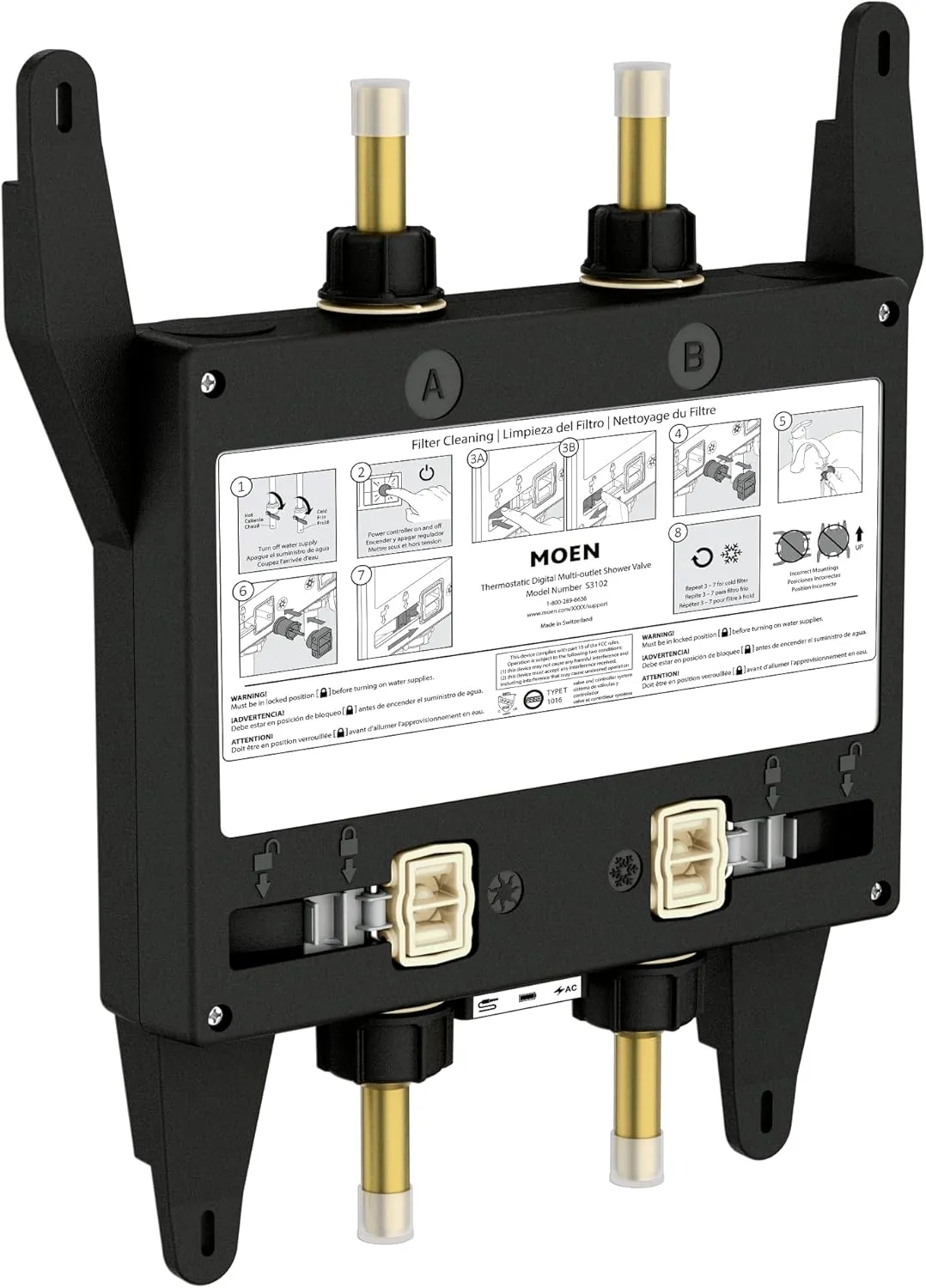 Moen Smart Shower 2-Outlet Digital Thermostatic Shower Valve with 1/2" Connections, S3102