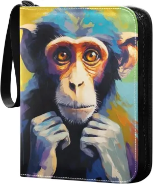 Monkey Painting Card Binder, 400 Pockets Card Holder with 50 Sleeves, Sturdy Card Holder Folders for Game Cards & Sports Cards