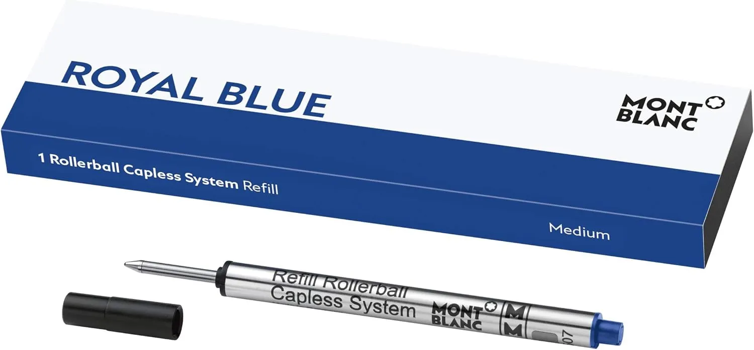 Montblanc Rollerball Capless System Refill (M) Royal Blue 124496 – Pen Refills with a Medium Tip – 1 x Dark Blue Pen Cartridge