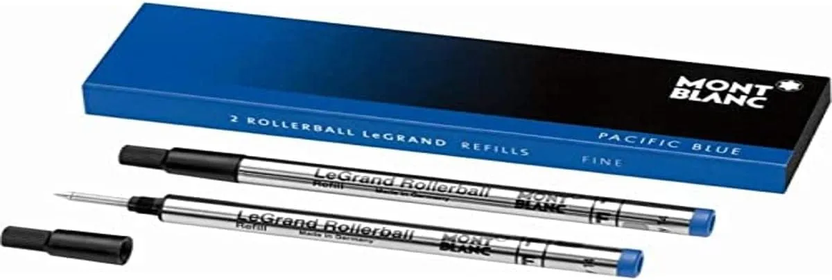 Montblanc Rollerball LeGrand Refills (F) Pacific Blue 124502 – Pen Refills for Meisterstück LeGrand Rollerball Pens with a Fine Tip – 2 x Blue Pen Cartridges
