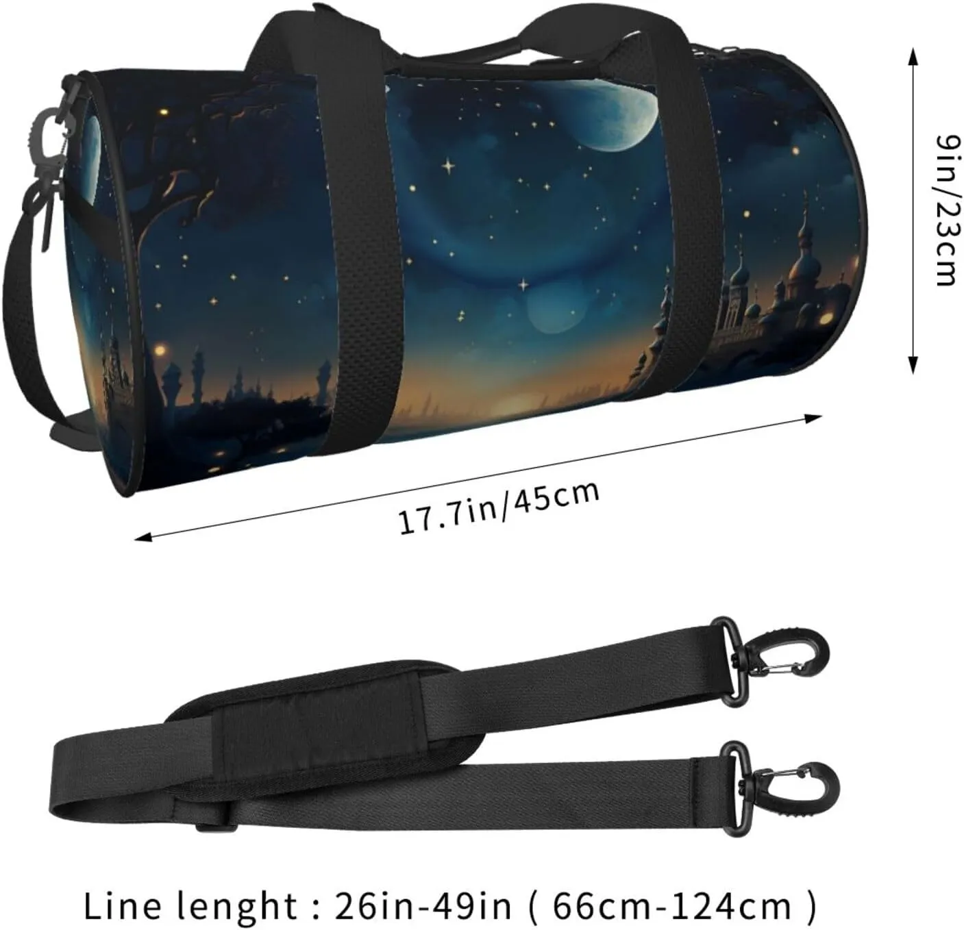 Moon Star Night Travel Duffle Bag for Men Women Sport Gym Bag Foldable Weekender Bag Carry on Overnight Bag for Travel Swimming Basketball