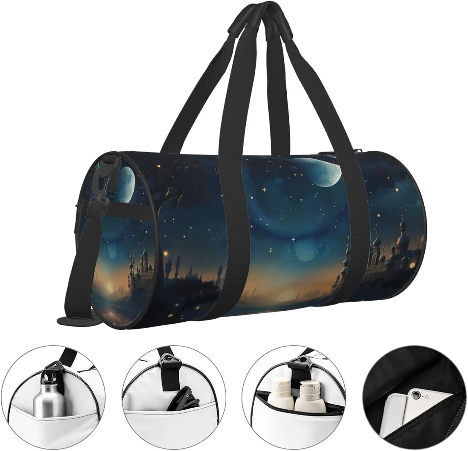 Moon Star Night Travel Duffle Bag for Men Women Sport Gym Bag Foldable Weekender Bag Carry on Overnight Bag for Travel Swimming Basketball