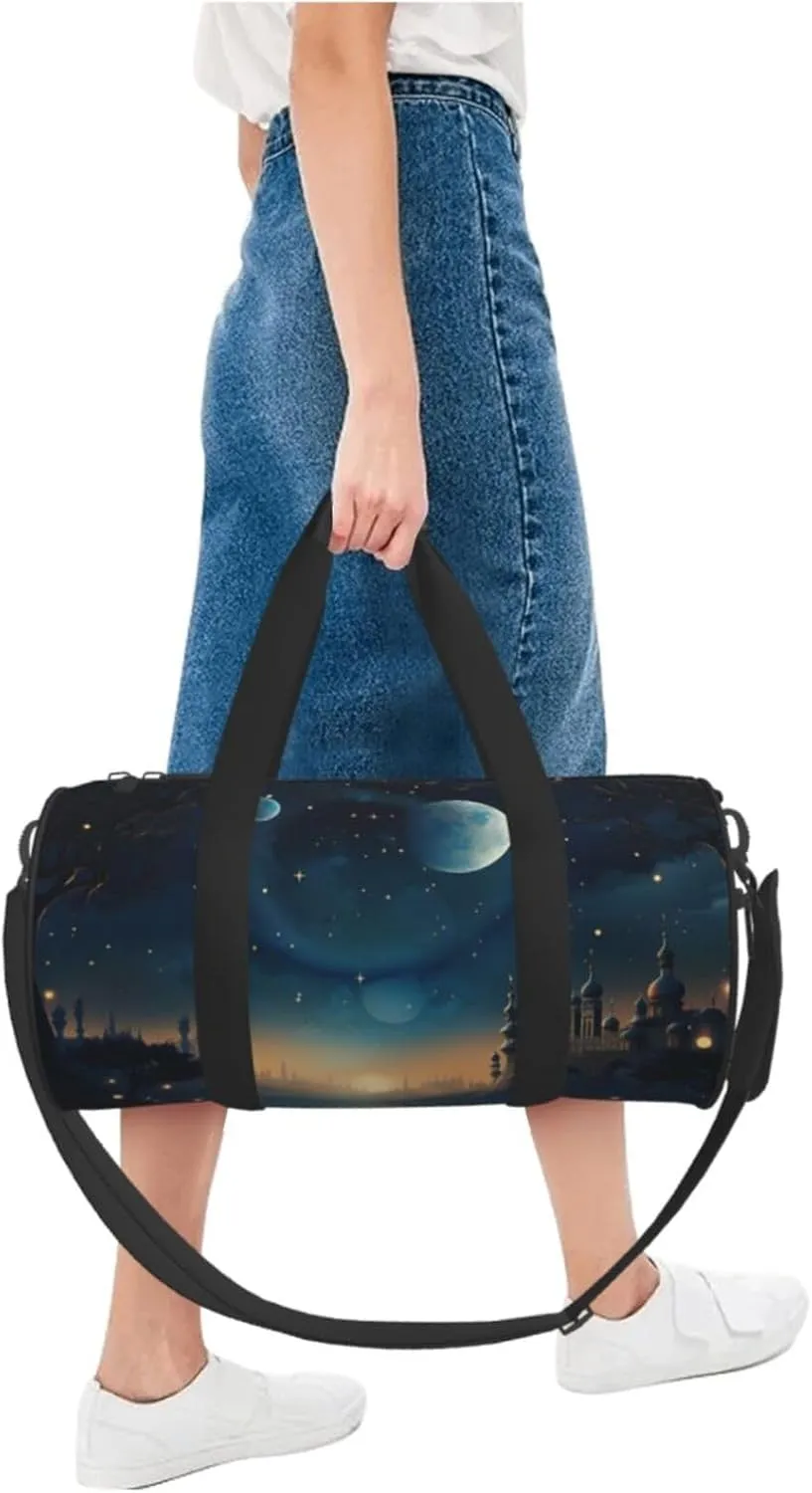 Moon Star Night Travel Duffle Bag for Men Women Sport Gym Bag Foldable Weekender Bag Carry on Overnight Bag for Travel Swimming Basketball