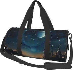 Moon Star Night Travel Duffle Bag for Men Women Sport Gym Bag Foldable Weekender Bag Carry on Overnight Bag for Travel Swimming Basketball