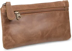 Moonster Leather Pencil Case Pouch 8" x 4" - Leather Pen Case with Zipper