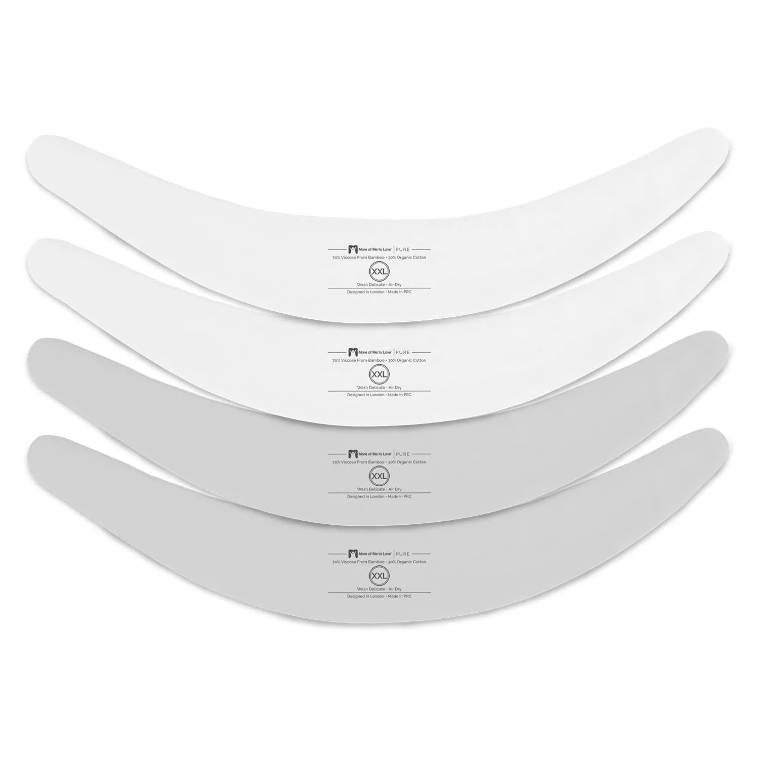 More of Me to Love Organic Cotton and Viscose Blend Tummy Liner, 4-Pack, XX-Large (Pearl White, Stone Gray)