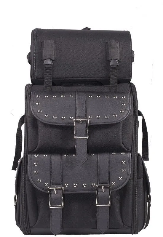 Motorcycle Sissy Bar Bag With Studs - Medium