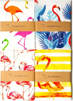 Multicolor Variety Pack of Four - Vibrant and Colorful Flamingo Kitchen Towels/Flamingo Tea Towels for Daily Use & Home Decoration PHX/Naples/St Tropez/Pride (4 x Yellow/Blue/Red/Rainbow)