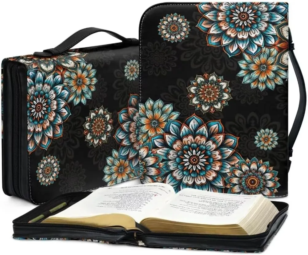 Mumeson Bible Cover Water Resistant PU Leather Handbag Tote Bag for Women Men Scripture Church Bag
