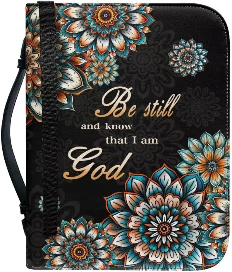 Mumeson Bible Cover Water Resistant PU Leather Handbag Tote Bag for Women Men Scripture Church Bag