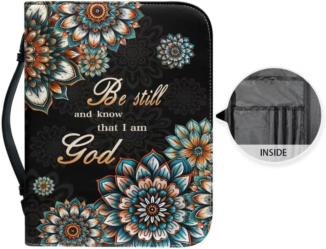 Mumeson Bible Cover Water Resistant PU Leather Handbag Tote Bag for Women Men Scripture Church Bag