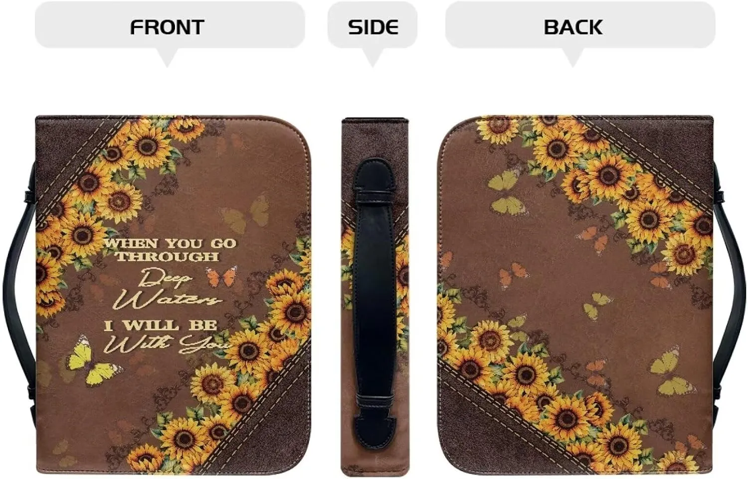 Mumeson Bible Covers for Women Leather Bible Carrying Case Organizer Bag Standard Size Large Capacity Bible Holder