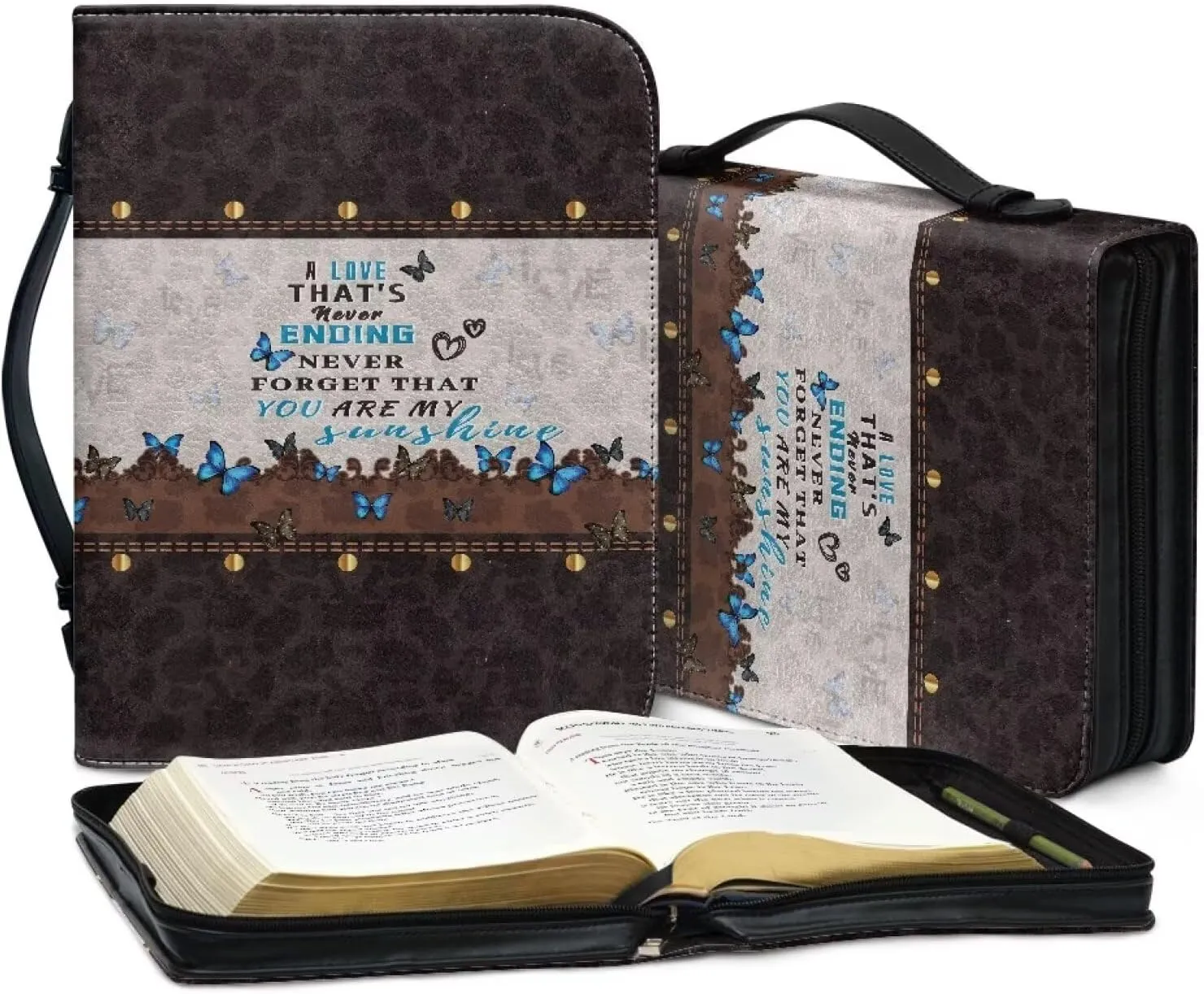 Mumeson Bible Covers for Women Leather Bible Carrying Case Organizer Bag Standard Size Large Capacity Bible Holder