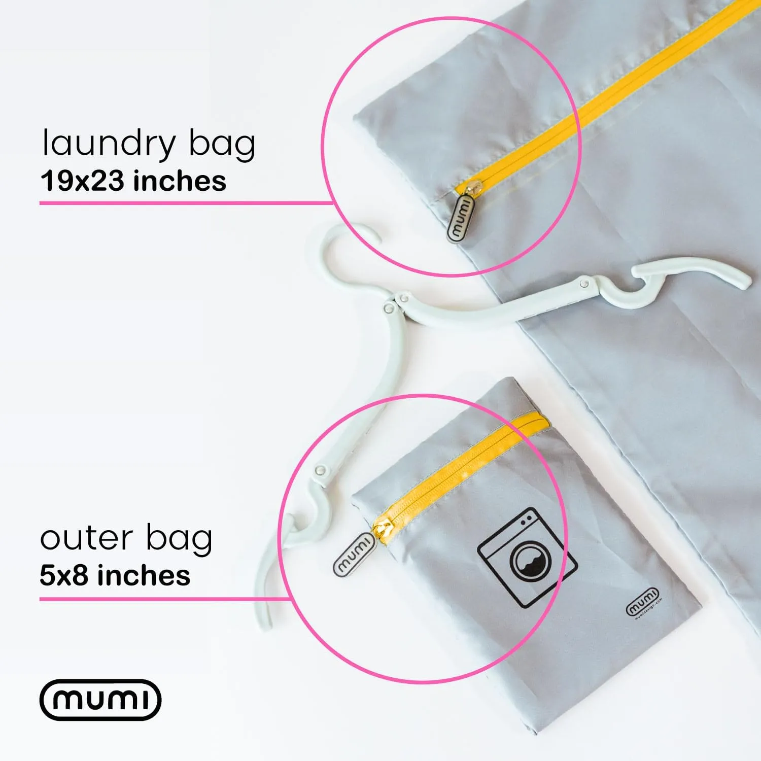 MUMI Travel Laundry Bag – Moisture & Smell-Proof Wash Bag with Folding Hanger & Outer Pouch | Large Washable Bags for Suitcase, Gym & Packing | Clothes Organizer for Trips & Storage - Yellow