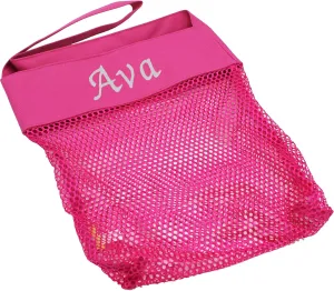 My Personal Memories Personalized Seashell Collection Bag - Mesh Beach Shell Bag - Custom Monogrammed Vacation Gear (Pink)