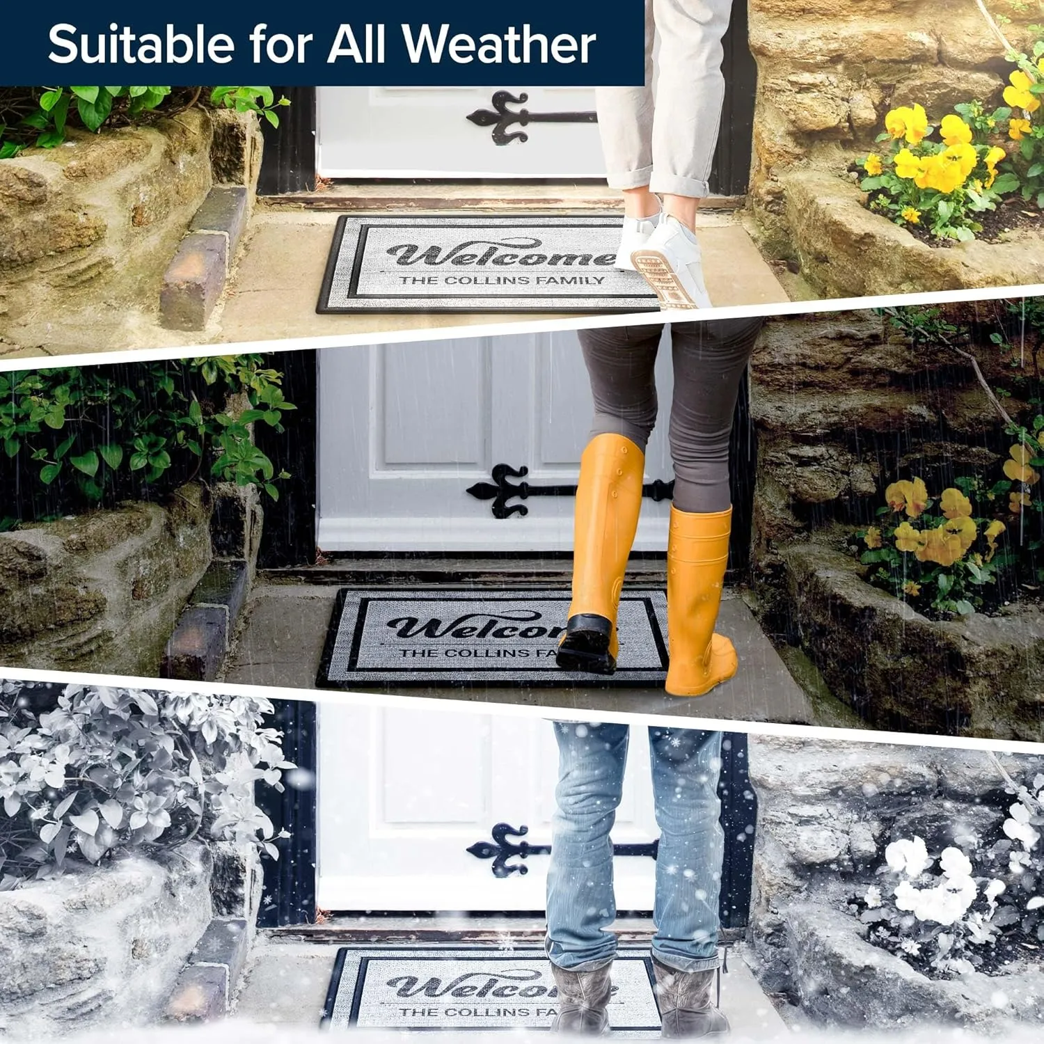My Sign Center Door Mat, Personalized Doormat, Custom Welcome Mat for Front Door, Indoor/Outdoor,Housewarming Gift, Heavy Duty Slip Resistant Backing, 18x30 Inches, Polyester Top Made in USA